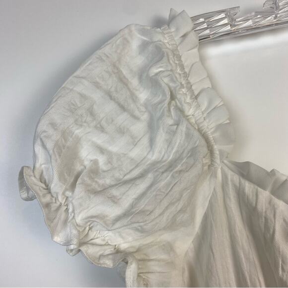 Shein Frill Trim Tie Front Crinkle Dress White Size Small (4) - Picture 13 of 13